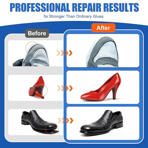 StrongBond Shoe Glue, 2 * 100ML Professional Grade Super Glue for Shoes Boots Leather Repairs Permanent Flexible Waterproof Clear Drying Formula Fast Setting Adhesive for Insoles, Soles, Heels & More