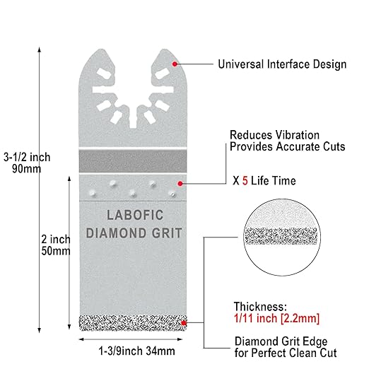10Pcs Diamond Oscillating Blades, Flush Cut Grout Oscillating Multi Tool Blades for Grout Removal, Cleaning Mortar and Soft Tile Cut