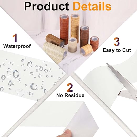PATIKIL Wood Grain Tape 12" x 32 ft, Self-Adhesive Wood Texture Repair Tape Realistic Wooden Effect Patch for Furniture Cabinets Floor Walls, White Wood Grain