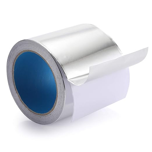 4" x 65'(100mm x 20m) Thickness 4.0 mil/0.1mm Aluminum Foil Tape Aluminum Air Duct Tape Professional Adhesive Aluminum Foil Tape for HVAC Pipe Repairs or More