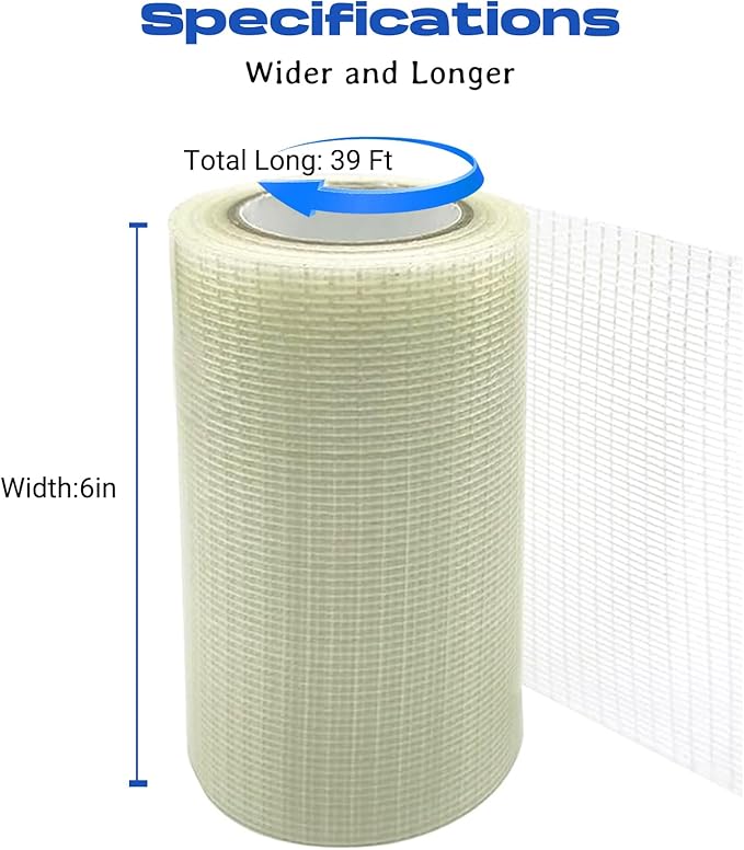 6 in x 39FT RV Awning Repair Tape for Tarp, Sail, Canvas, Tent, Greenhouse, Fabric, Canopy, Boat Covers – Heavy Duty Waterproof Tear Repair Patch Kit – Clear Reinforced Fiberglass Repair Tape