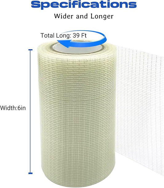 6 in x 39FT RV Awning Repair Tape for Tarp, Sail, Canvas, Tent, Greenhouse, Fabric, Canopy, Boat Covers – Heavy Duty Waterproof Tear Repair Patch Kit – Clear Reinforced Fiberglass Repair Tape