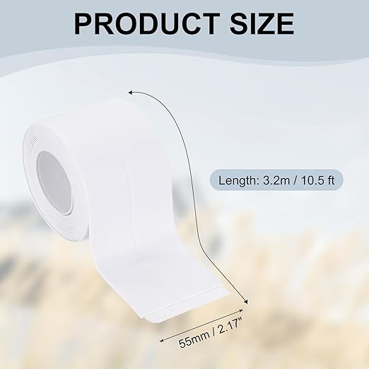 PATIKIL 2" x 10.5 ft Caulk Tape, Caulk Strips PVC Self Adhesive Caulking Tape Waterproof Edge Protectors for Bathroom Accessories Kitchen Countertop, White
