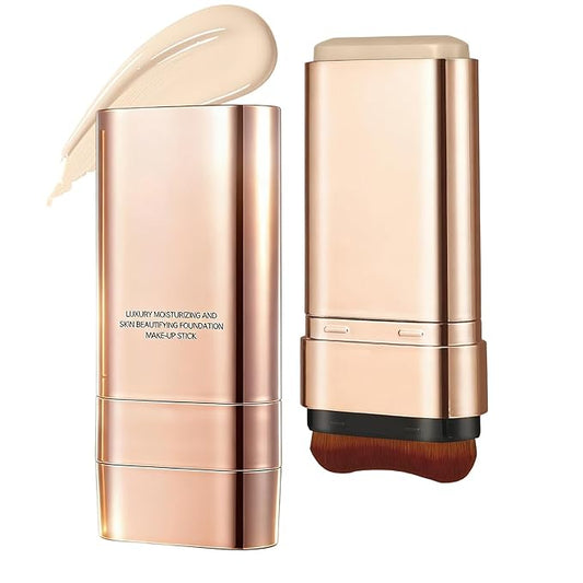 2PCS Flawless & Long-Lasting Dual-Ended Foundation Stick, 3-In-1 Contouring Foundation, Full Coverage Cream, Lightweight, Brightens, Long-Lasting for All Skin Types (#01 Bright White)
