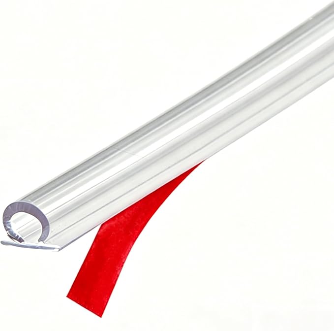 3/16" Thick and 95" Long Adhesive Bathroom Strip, Pre-Applied Adhesive, Waterproof Bathroom Seal for 5/32" Gap, Fits 1/4" 3/8" 1/2" Glass Doors