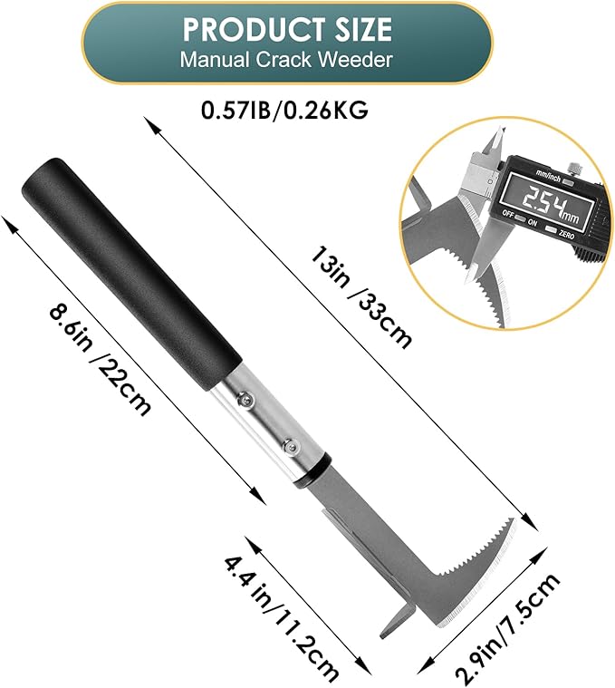 BARAYSTUS Crack Weeder, Stainless Steel Manual Crevice Weeding Tool,13" Weed Grabber Remover, L-Shaped Manual Weeder Puller, Durable Crevice Weeding Tool for Sidewalk Garden Patio Lawn