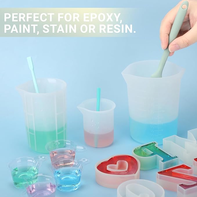 Gartful 6PCS Silicone Spatula Sticks, Non-Stick Epoxy Resin Mixing Sticks Scraper Tools, Reusable Stirring Rods for Resin, Paint, Waxing, Liquid, Arts Crafts Supplies, Facial Mask, Light Green