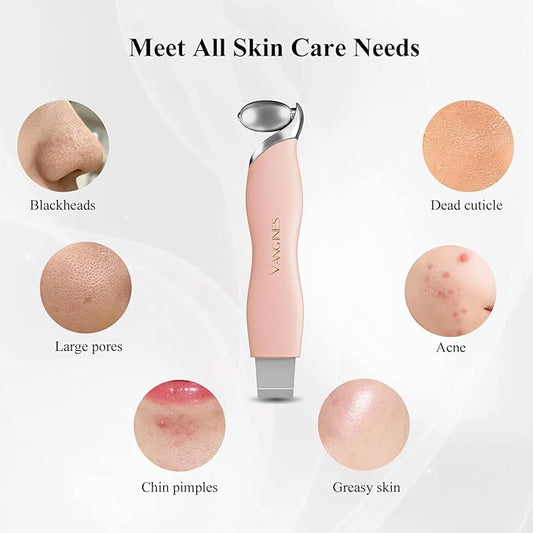 Blackhead Remover Tool with Ice Roller, Stainless Steel Face Scraper, Skin Scrubber Face Spatula for Deep Cleansing, 3-in-1 Skin Care Tool with 2 Silicone Brush Heads(Dusty Rose)