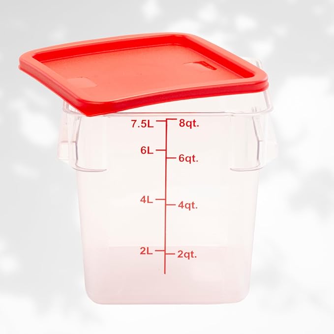 FSE FCC68 Reusable Cover for 6 & 8 Quart Container, Square, Red, NSF