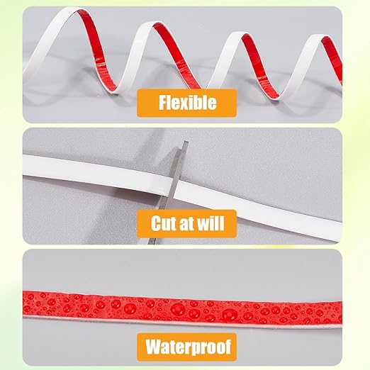 CRASPIRE 20Ft x 1/3" Caulk Strip Self Adhesive Caulking Sealing Tape for Bathroom Waterproof White Narrow PVC Ceramic Corner Tile Gap Sealant Molding Trim Edge Decorative for Kitchen Toilet Bathtub