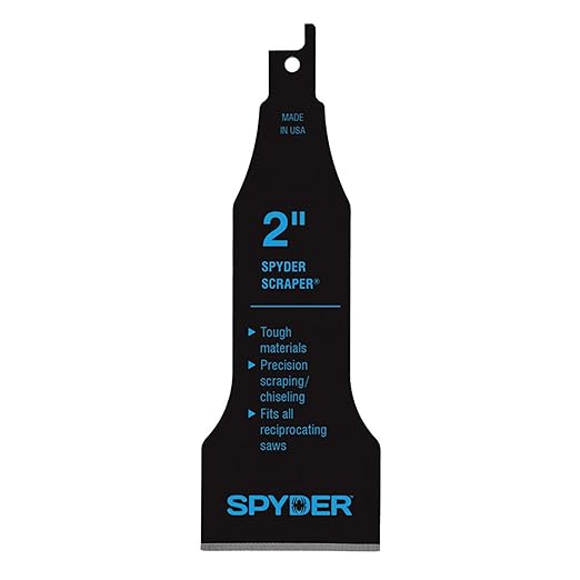 Spyder 2-Inch Scraper Blade Attachment for Reciprocating Saws, for Removing Tile, Linoleum, Adhesives, Mastics, and More (00319)