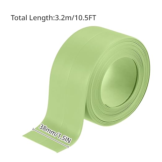 3 Rolls Caulk Tape Self Adhesive Caulk Strip Waterproof,Green Caulking Sealant Trim for Bathroom, Caulk Sealing Strip for Toilet Sink Edge Protector with Sealing Tool (10.5Ft x 1.5In)