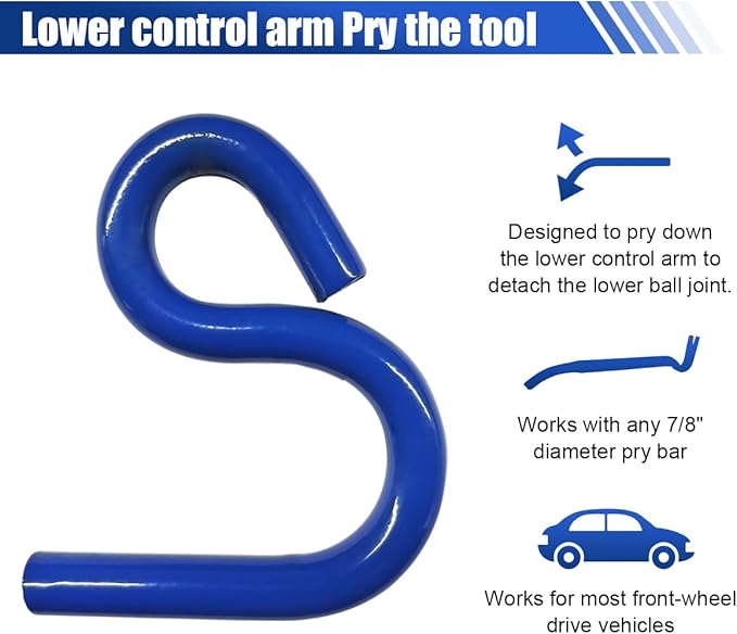 Automotive 6007 Lower Control Arm Prying Tool, Lower Ball Joint Pry Tools Designed for 7/8" Diameter Pry Bar, Specialty Suspension Bushing Tool Vehicle Control Arm Helper Remover (Blue)