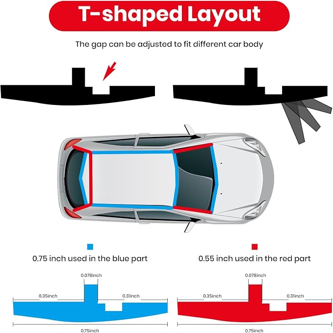 2PCS Windshield Rubber Seal Car Weather Stripping Trim T Shape Sealing Strip for Car Front Rear Windshield (52.5 Feet)