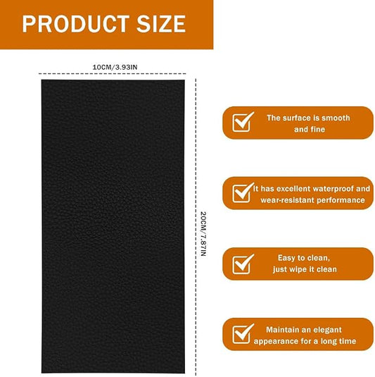 2PCS Vinyl and Leather Repair Kit, Leather Car Seat Repair Kit, 4 x 8 Inch Self Adhesive Waterproof Automotive Seat Patch, Car Fabric Sofa Vinyl Tape for Vehicles, Couches, Furniture (Black)