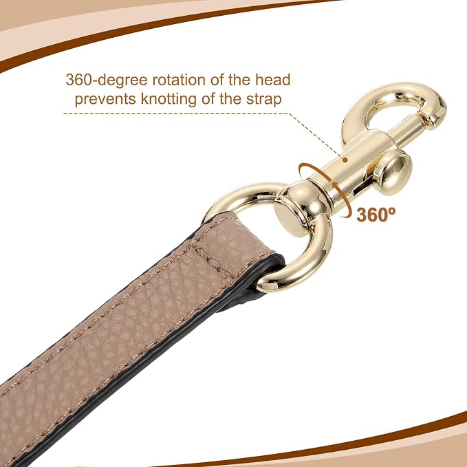 uxcell 25.59 Inch PU Leather Short Bag Strap with Clasp, Purse Handles Handbags Replacement Straps for Clutch Bag Underarm Bags, Tawny, Gold Buckle