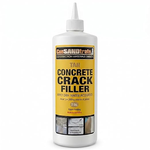 ConSandtrate Concrete Crack Filler - Gray - 3 lb. (Single Bottle) - Polymer Based Sealant for Filling in Concrete Cracks on Driveways, Walkways and Patios (Tan)
