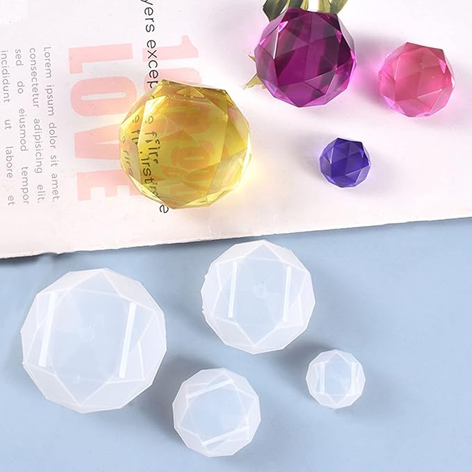 6 PCS 3D Diamond Gem Silicone Molds - Clear Diamond Molds for Making Clay, Resin, Epoxy Crafting Projects