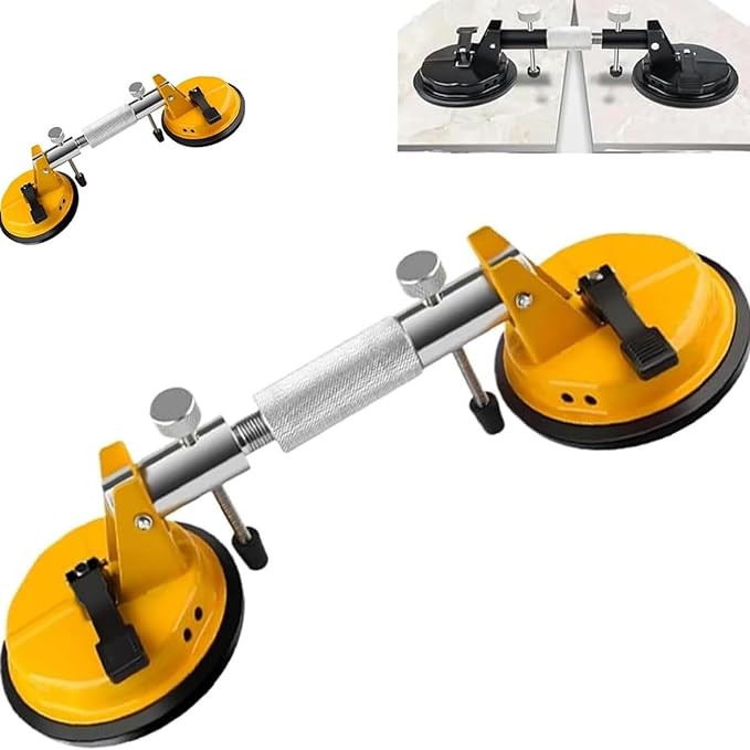 Laminate Floor Gap Fixer Tool - Professional Countertop Alignment Clamps with Adjustable Vacuum Suction - Seam Setter & Gap Repair Tool for Granite, Marble, Stone Slab & Glass (Yellow)