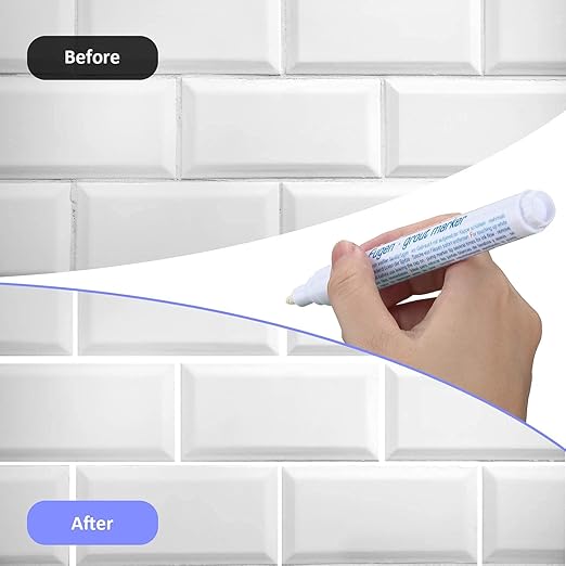 10 Pieces Tile Pen Wall Grout Color Pen Tile Repair Pen Refill Wall Gap Grout Renew Marker for Tiles Floor Kitchen Bathroom(White)