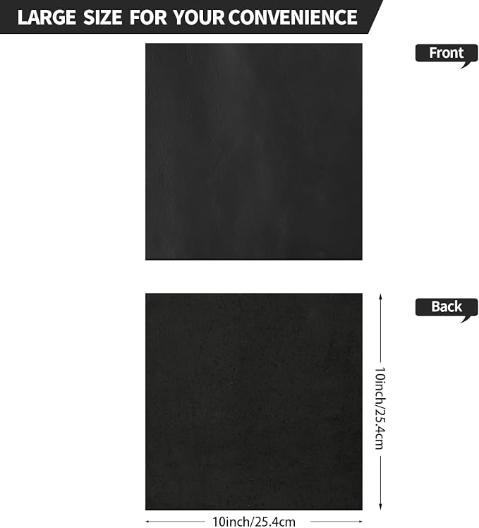 RingSun Genuine Leather Sheets for Leather Craft (2mm), Full Grain Leather for Tooling Craft Sewing(10''X10'', Black)
