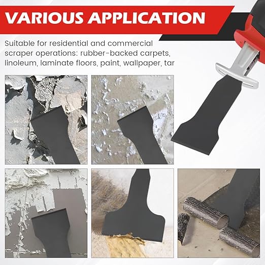 4PCS Reciprocating Saw Scraper Blade, High Carbon Steel Tile Cleaning Tools for Removing Tile Grout Glue Gaps Adhesives, Wall Cleanings, Metal Derusting (Color:Black)