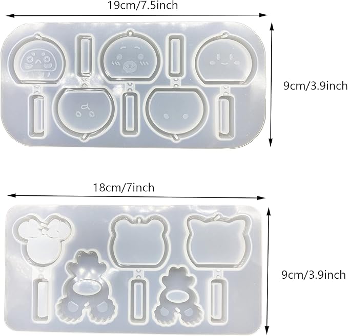 Shaker Resin Molds, 10 Cavity Wind Chime Quicksand Silicone Molds Resin Casting Molds Epoxy with PVC Sheets and Colored Beads for Jewelry Making, Keychain DIY