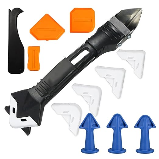 Caulk Remover Tool-3 in 1, Caulking Tool Kit, Grout Removal Tool, Pack-of-12Pcs Caulk Removal Tool for Kitchen Countertop, Bathroom Floor, Window, Sink Joint, Frames Seal