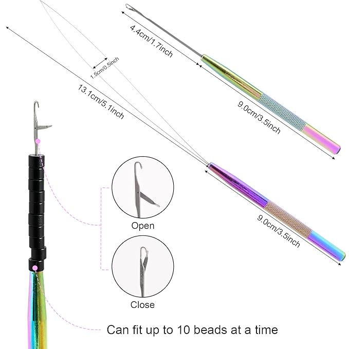 NEWISHTOOL Micro Links Hair Extensions Kit, Hair Extension Pliers for Beads, Hair Extension Loop Needle Pulling Hook Tool Bead Device Tool Kits, Micro Link Tools for Hair or Feather Extensions Styling