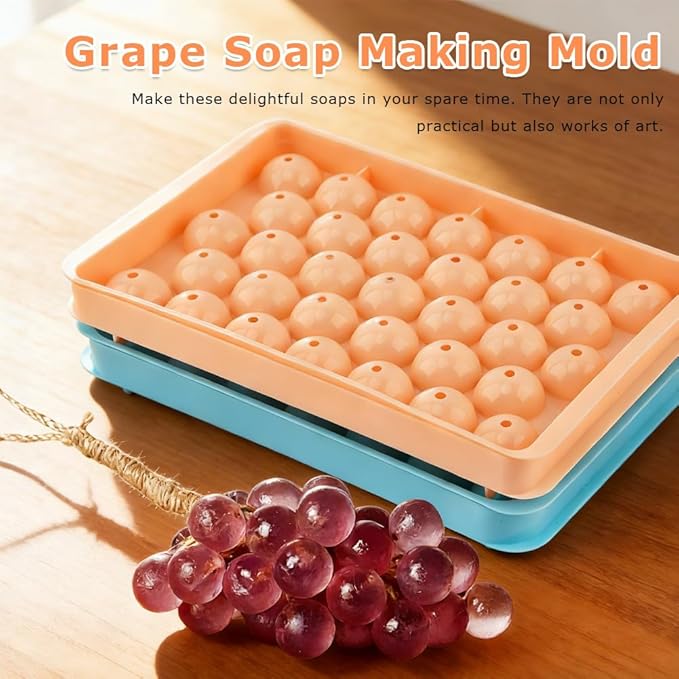 DIY Soap Making Kit, Silicone Grape Molds, Handmade Soap Mold for Craft & Gift (Without Soap)(2 Color,Size:6.9inch)