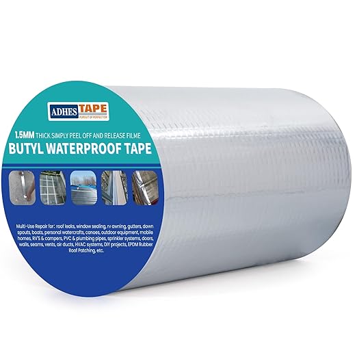 ADHES Extra Thick Butyl Tape 8 Inch x 16 Feet x 1.5mm – 50% Thicker for Superior Waterproof Sealing – Weatherproof Butyl Sealant Tape for RV Repairs, Roof Leaks, Window Seals, Pipe Seals, and More