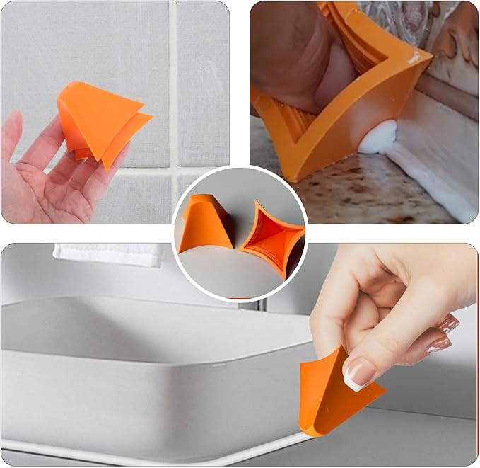 Silicone Caulking Tool Set,Caulking Tools,Reusable Caulk Finishing Tool,Silicone Applicator for Kitchen,Bathroom,Floor and Wall(2 PCS)