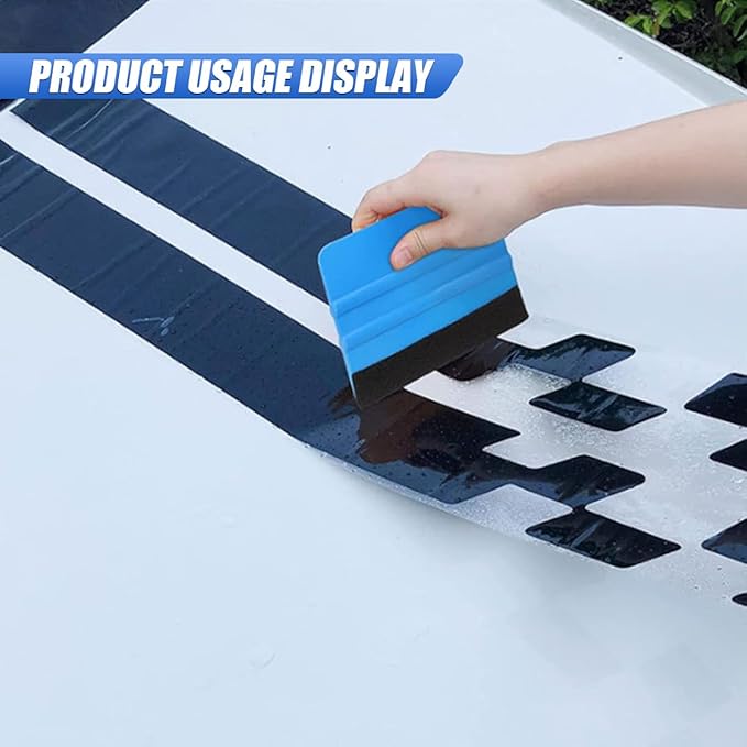 smilfuy Sleek 4 Inch Plastic Felt Edge Squeegee - Vinyl Scraper Tool for Car Decals, Mini Squeegee Car Window Film Tinting Tool, Vinyl Wrap Wallpaper Smoothing Tool for Car Window Tint, Blue