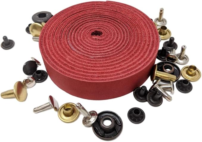 Leather Strap for Crafts & Jewelry | 72 Long × 5/8" Wide × 1/16" Thick (4-5oz) | Genuine Leather Strips for Crafts, Projects or Repairs - Red | 5-Pack