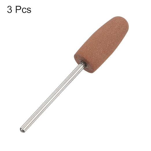 uxcell 3pcs 400 Grits Abrasive Mounted Stone 2.35mm Shank 2/5"(10mm) Dia Conical Heads Stone Grinding and Polishing Wheels for Nail Polishing