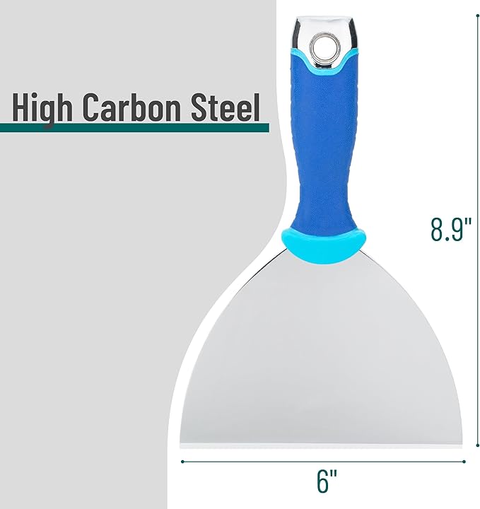 Bates- Putty Knife, 6 Inch, Carbon Steel, Flexible, Metal Scraper with Hammer End, Spackle Knife, Drywall Spackle, Metal Paint Scraper Tool, Putty Knife Scraper, Wall Scraper, Putty Scraper