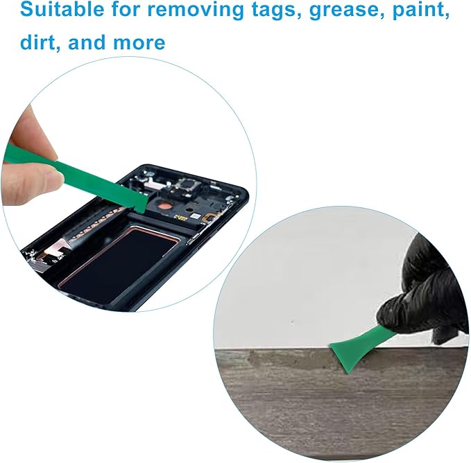 Plastic Scraper Tool 9 Pieces Non-Scratch Cleaning Kit for Tight Spaces, Remove Stickers Labels Oil Stains Food Dirt(Green)