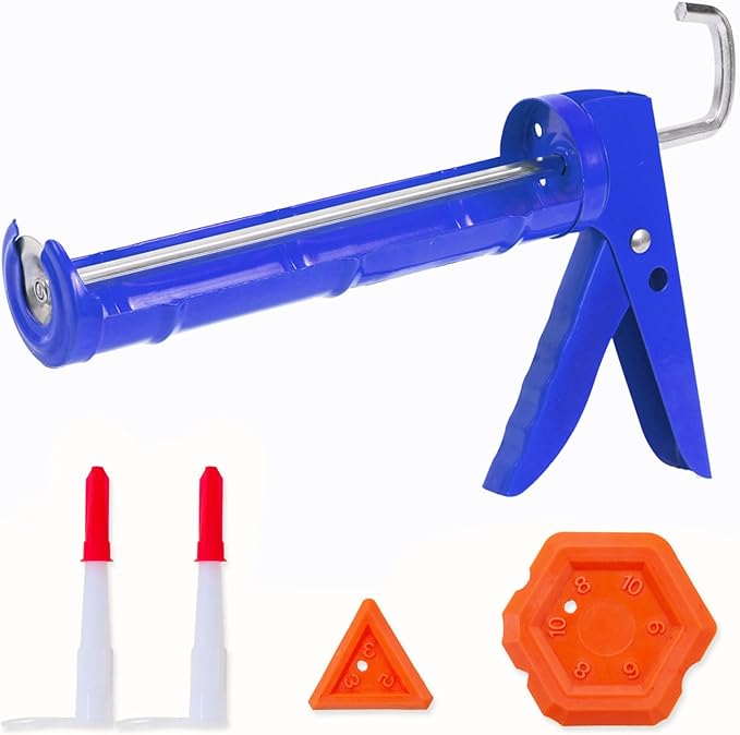 Holothurian Caulking Gun, Caulk Gun No Drip,Sealant Finishing Tool Grout Scraper for Kitchen Bathroom Window Sink Joint, 1/10 Gallon Cartridge, 10:1 Thrust Ratio, Blue