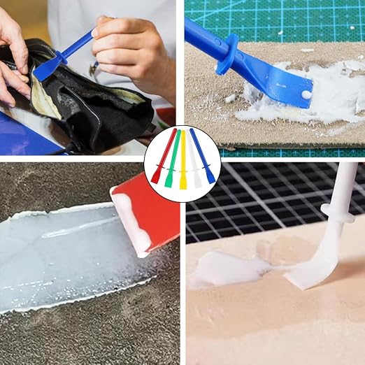 35Pcs 5 Color Plastic Glue Spreader Smear Plate Scraper Sticks Brushes Durable Flexible Easy to Clean Glue Applicator Spatula Kit Gap Filling Tool for Woodworking Leather Adhesive Projects