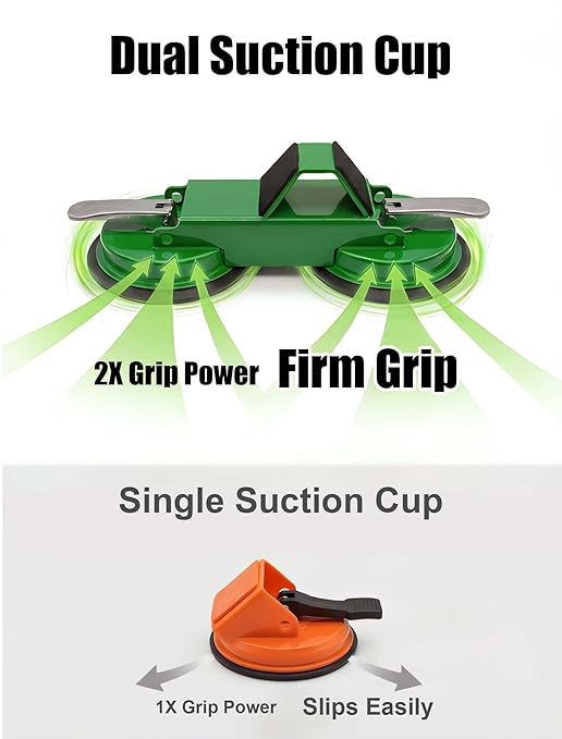 PlayMoon Floor Gap Fixer Tool, Heavy Duty Dual Suction Cup Floor Gap Repair Tool with Metal Levers for Laminate Flooring Engineered Hardwood and Vinyl Plank (Green)