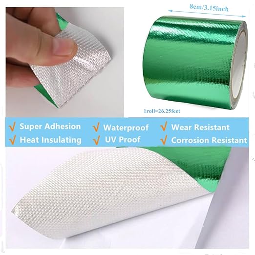 Waterproof Tape Heavy Duty, Tear Resistant Adhesive Tape for Outdoor Repair, Strong Duct Tape for Canvas, Tarp, Tent, Boat Cover, Awning, Vinyl, Plastic - All Weather UV Resistant Patch Kit, Green