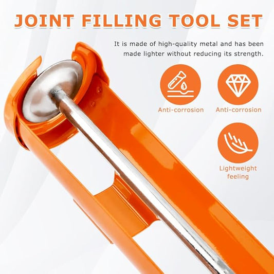 Caulk Gun and Caulk Scraper Kit, Caulking Gun with Caul-k Remover Tool, Sealant Finishing Tool Grout Scraper for Caulking/Filling/Sealing(COLOR:Orange)