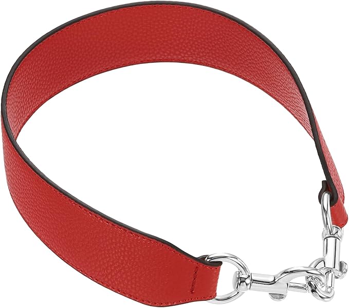 uxcell 22.83 Inch PU Leather Short Bag Strap with Clasp, Purse Handles Handbags Replacement Straps for Clutch Bag Crossbody Underarm Bags, Red, Silver Buckle