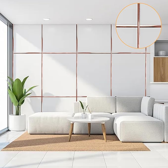 Rose Gold Peel and Stick Trim, Faoaatin Molding Trim for Walls, Edges, Borders, Window Frames, Backsplash Tiles, Flexible and Self Adhesive