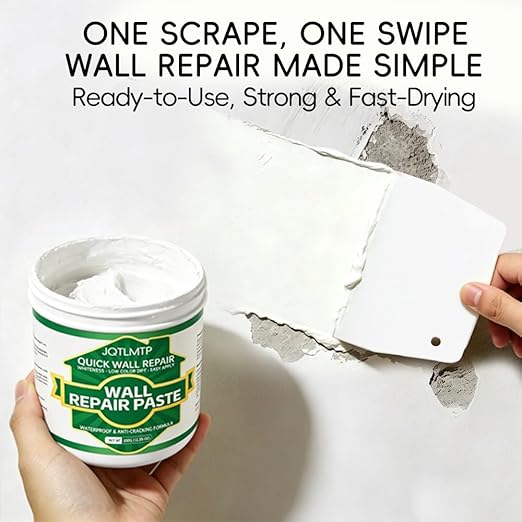 Wall Repair Paste Kit, 350g (12.35oz) White Drywall Spackle, Quick Mending Agent with Scrapers, Sandpaper, Odorless Wall Hole Filler for Cracks, Nail Holes, Dents, Scratches