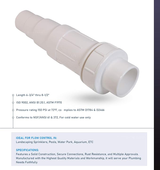 Midline Valve 567SD400 Heavy Duty PVC Repair Coupling; Expandable Pipe Fitting; 4 in.; White Plastic