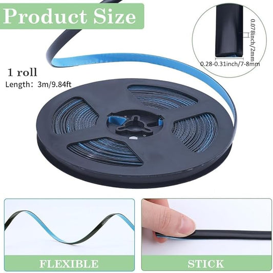 GORGECRAFT 9.84 Feet x 0.31 Inch Caulk Strip Self Adhesive Peel and Stick Molding Trim Strips Black Decorative Caulking Gap Sealant Edging Tape Border for Stove Sink Toilet Bathtub Wall Edge Cabinet