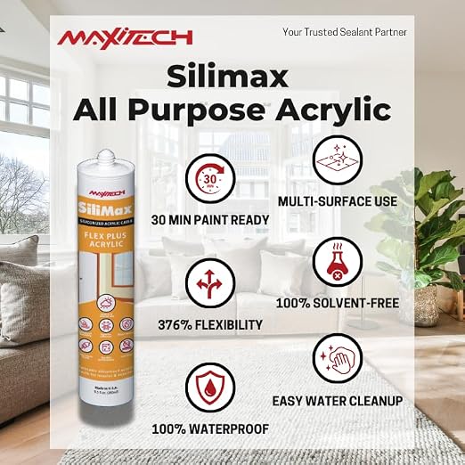 Flex Plus Silicone Caulk – Siliconized Acrylic Latex Caulk – Interior/Exterior Paintable Caulk, Crack-Resistant with Silicone – White 9.5 fl oz (12-Pack, 12, Count)