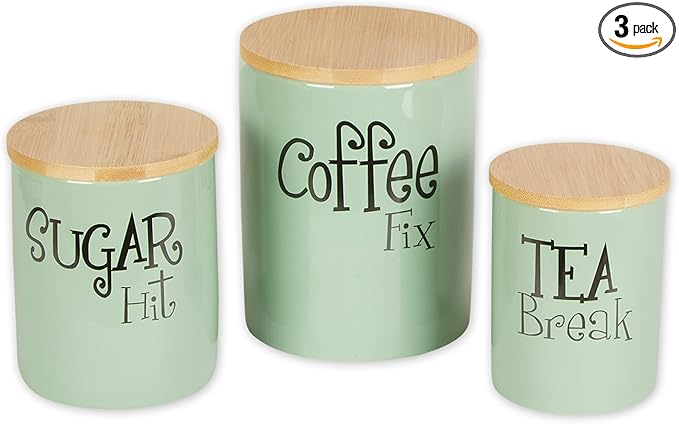 DII Kitchen Accessories Retro Collection Ceramics, Canister Set, Jadeite, 3 Piece
