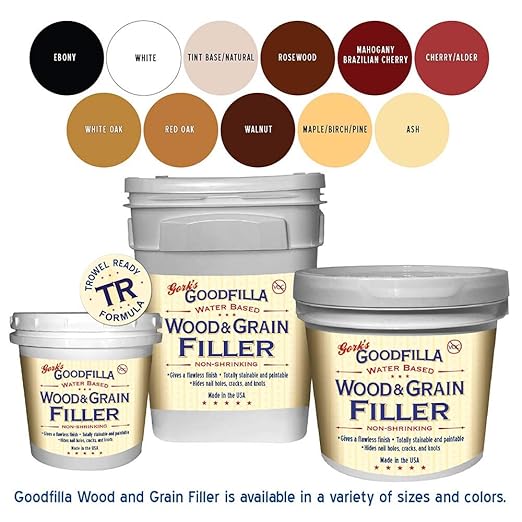 Water-Based Wood & Grain Filler (Trowel Ready) - Maple/Birch/Pine - 1 Quart by Goodfilla | Replace Every Filler & Putty | Repairs, Finishes & Patches | Paintable, Stainable, Sandable & Quick Drying